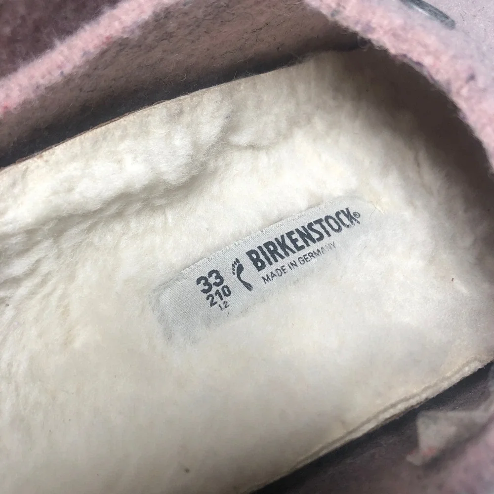 Birkenstock Zermatt Kids Clog Slippers 33 Pink Wool Shearling Lined 210 L2